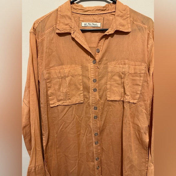 Free People Sheer Luck Button Down Lightweight Shirt in Wood Chimes Size XS - Picture 4 of 12